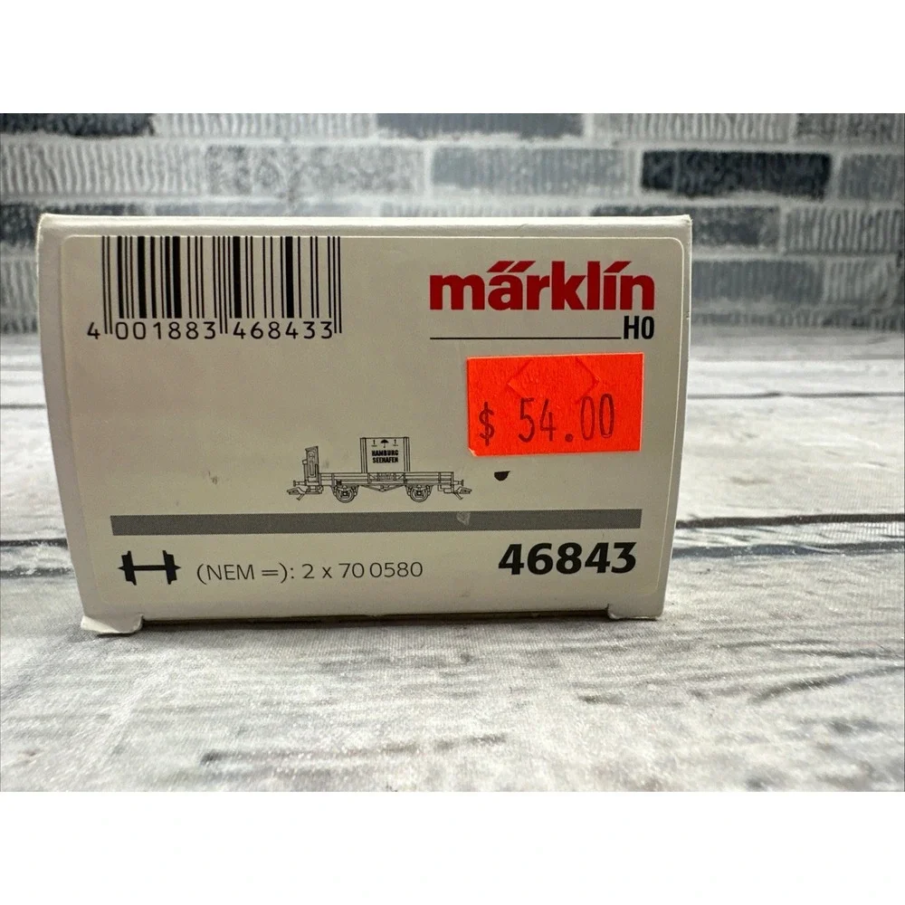 Märklin H0 46843 DB Flat Car w/ Lanz Bulldog Tractor & Shipping Crate NIB